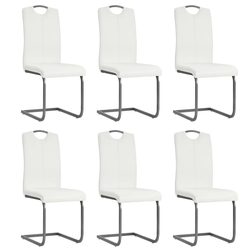 vidaXL Cantilever Chairs 6 pcs. White Faux Leather