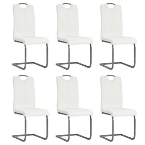 vidaXL Cantilever Chairs 6 pcs. White Faux Leather