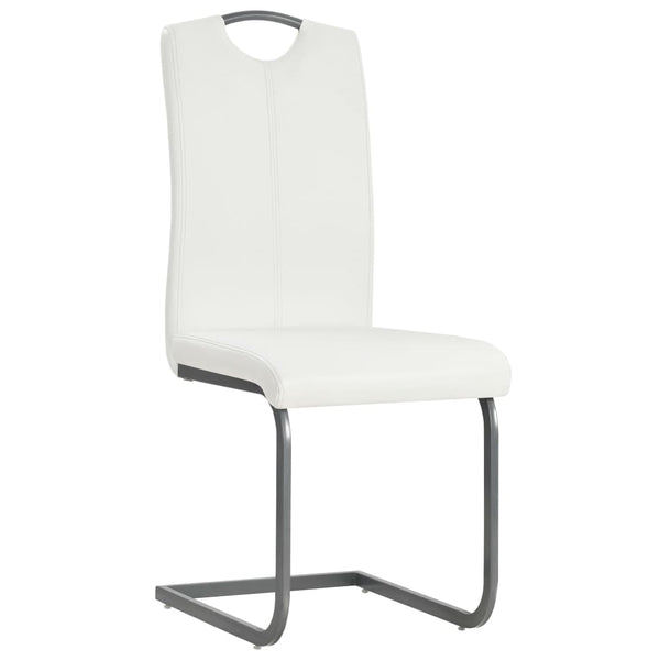 vidaXL Cantilever Chairs 6 pcs. White Faux Leather