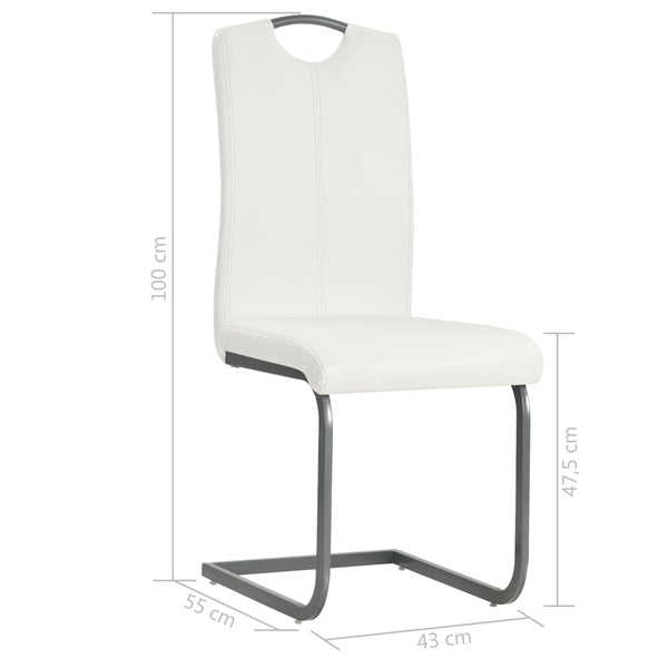 vidaXL Cantilever Chairs 6 pcs. White Faux Leather