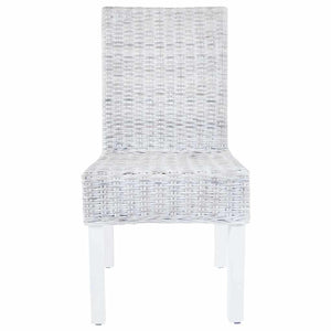 vidaXL Dining Chairs 4 pcs White Kubu Rattan and Mango Wood