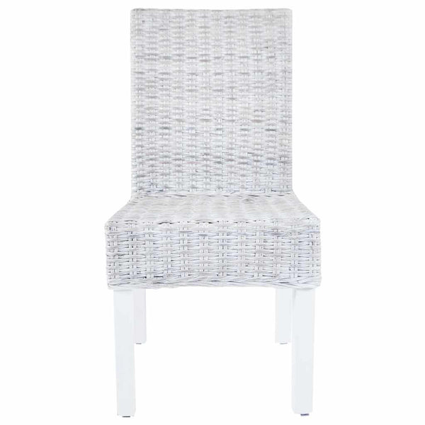 vidaXL Dining Chairs 4 pcs White Kubu Rattan and Mango Wood