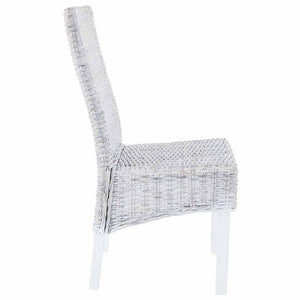 vidaXL Dining Chairs 4 pcs White Kubu Rattan and Mango Wood