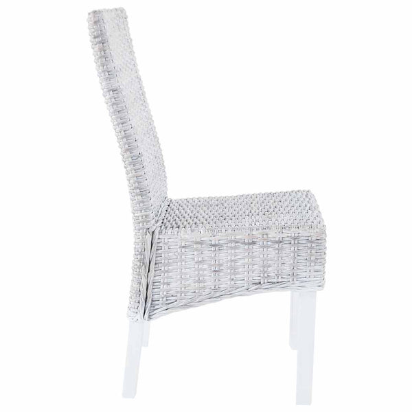 vidaXL Dining Chairs 4 pcs White Kubu Rattan and Mango Wood