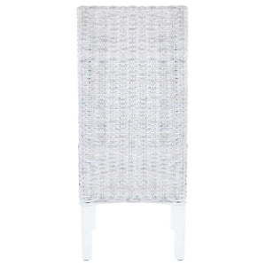 vidaXL Dining Chairs 4 pcs White Kubu Rattan and Mango Wood