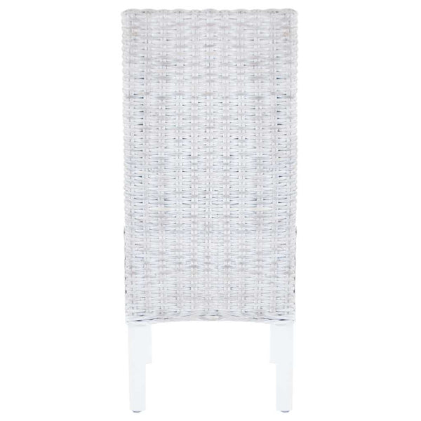 vidaXL Dining Chairs 4 pcs White Kubu Rattan and Mango Wood