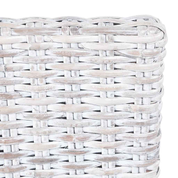 vidaXL Dining Chairs 4 pcs White Kubu Rattan and Mango Wood