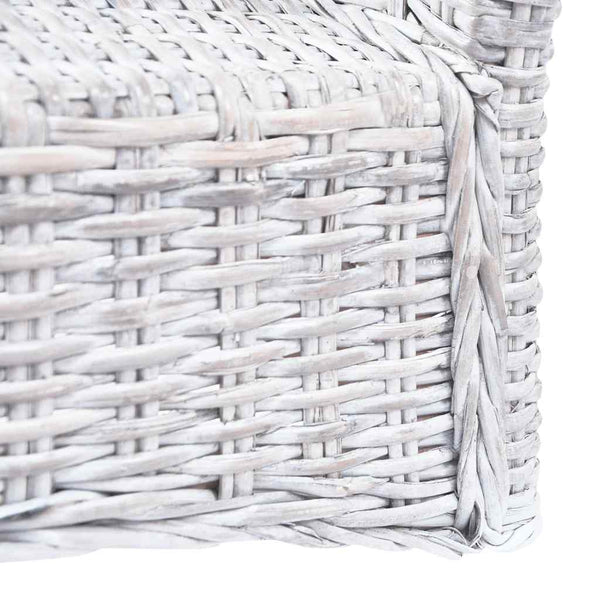 vidaXL Dining Chairs 4 pcs White Kubu Rattan and Mango Wood
