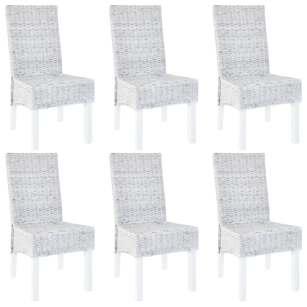 vidaXL Dining Chairs 6 pcs Light Brown Kubu Rattan and Mango Wood