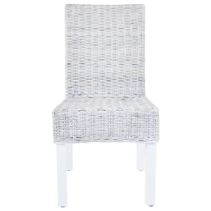 vidaXL Dining Chairs 6 pcs Light Brown Kubu Rattan and Mango Wood