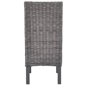 vidaXL Dining Chairs 4 pcs Brown Kubu Rattan and Mango Wood