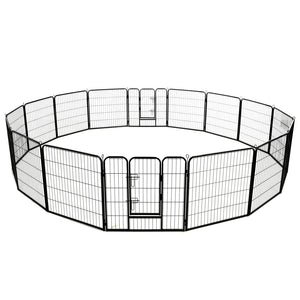 vidaXL Dog Playpen 16 Panels Steel 80x80 cm Black