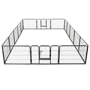 vidaXL Dog Playpen 16 Panels Steel 60x80 cm Black