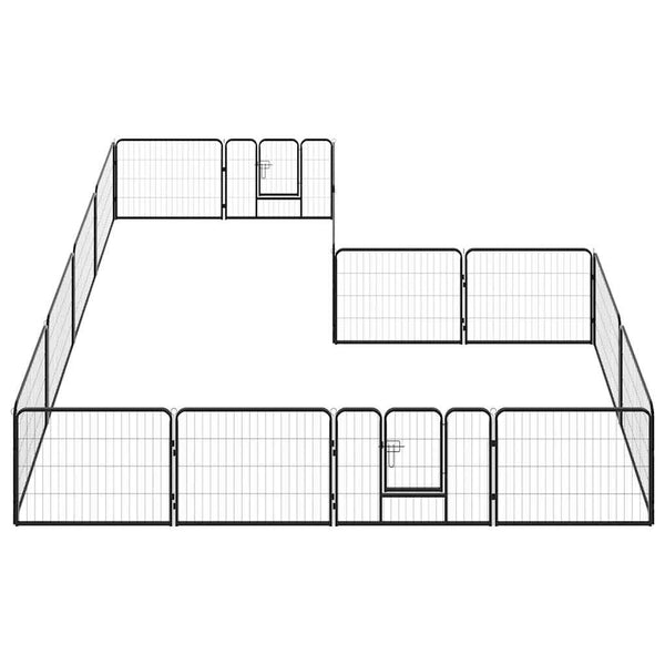 vidaXL Dog Playpen 16 Panels Steel 60x80 cm Black