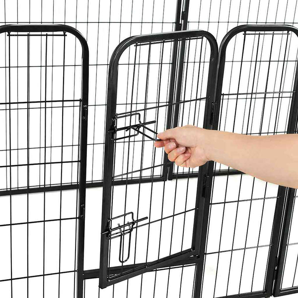 vidaXL Dog Playpen 16 Panels Steel 60x80 cm Black