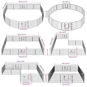 vidaXL Dog Playpen 16 Panels Steel 60x80 cm Black