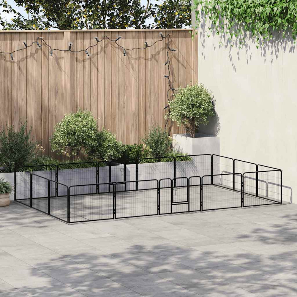 vidaXL Dog Playpen 16 Panels Steel 60x80 cm Black