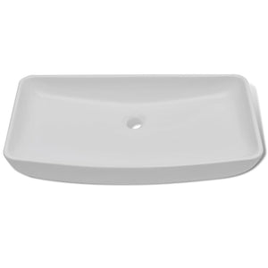 vidaXL Bathroom Sink with Faucet Ceramic Rectangular White