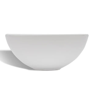 vidaXL Bathroom Sink with Faucet Ceramic Round White