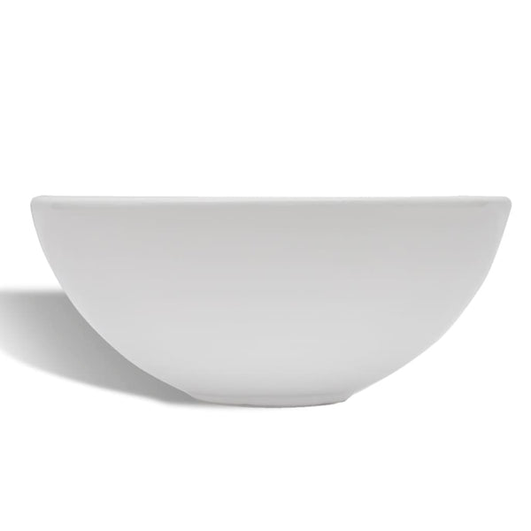 vidaXL Bathroom Sink with Faucet Ceramic Round White