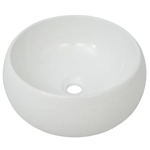 vidaXL Bathroom Sink with Faucet Ceramic Round White