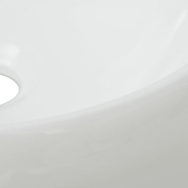 vidaXL Bathroom Sink with Faucet Ceramic Round White