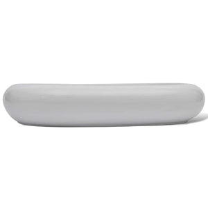 vidaXL Bathroom Basin with Faucet Ceramic Oval White