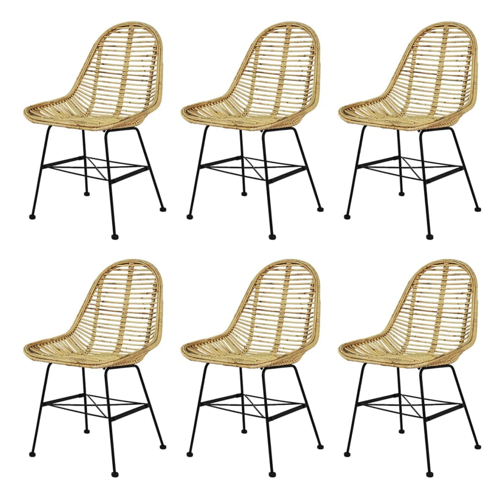 vidaXL Dining Chairs 6 pcs Rattan Natural