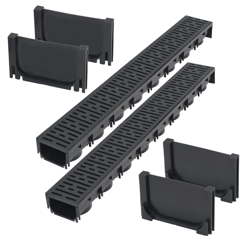vidaXL Plastic Drainage Channels 2 m