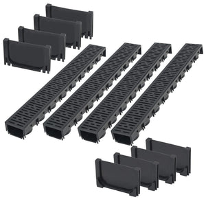 vidaXL Plastic Drainage Channels 4 m