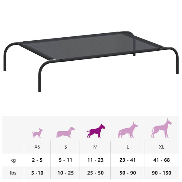 vidaXL Elevated Dog Bed Black L Textilene