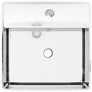 vidaXL Wash Basin with Overflow 41 x 41 x 15 cm Ceramic Silver