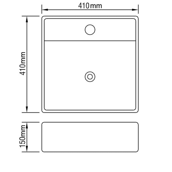 vidaXL Wash Basin with Overflow 41 x 41 x 15 cm Ceramic Silver