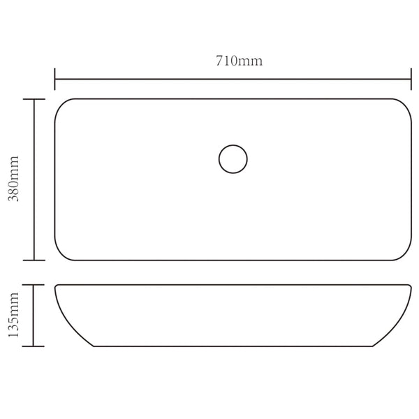 vidaXL Wash Basin 71 x 38 x 13.5 cm Ceramic Silver