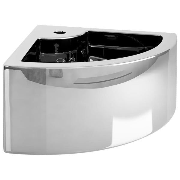 vidaXL Bathroom Sink with Overflow 45 x 32 x 12.5 cm Ceramic Silver