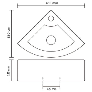 vidaXL Bathroom Sink with Overflow 45 x 32 x 12.5 cm Ceramic Silver