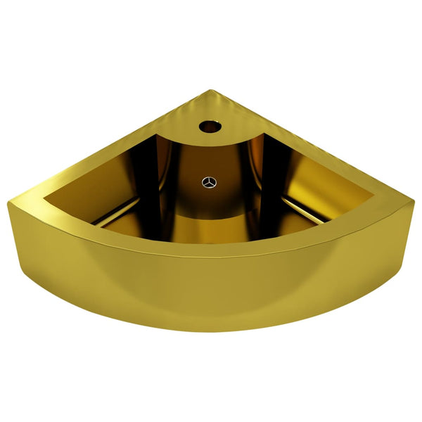vidaXL Wash Basin with Overflow 45 x 32 x 12.5 cm Ceramic Golden