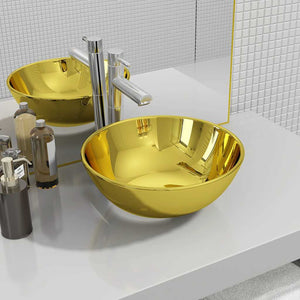 vidaXL Wash Basin 28 x 10 cm Ceramic Golden