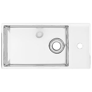 vidaXL Wash Basin with Overflow 49 x 25 x 15 cm Ceramic Silver