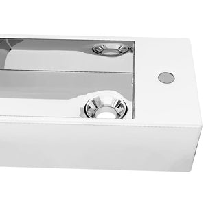 vidaXL Wash Basin with Overflow 49 x 25 x 15 cm Ceramic Silver