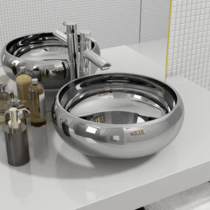 vidaXL Wash Basin 40 x 15 cm Ceramic Silver