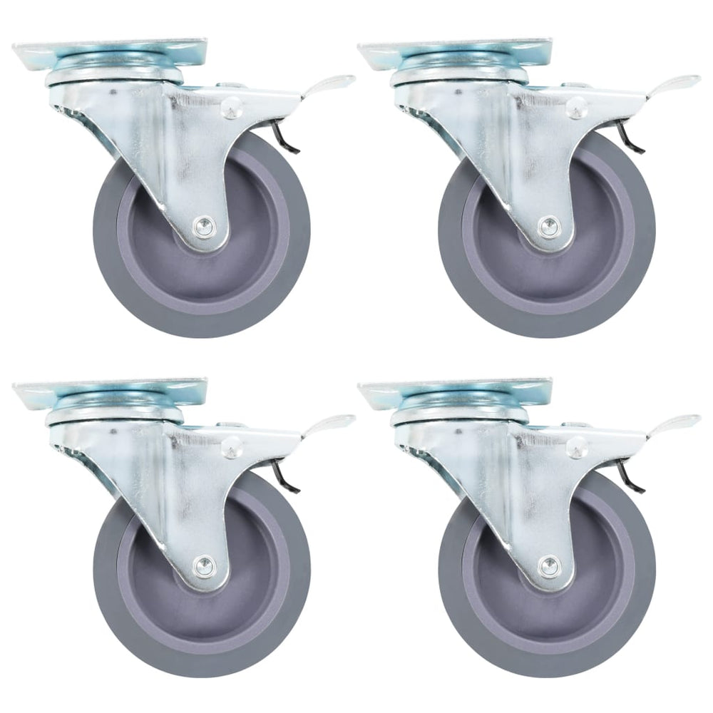 vidaXL Swivel Casters with Double Brakes 4 pcs 75 mm