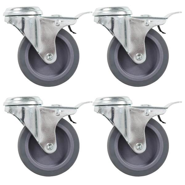 vidaXL Swivel Casters with Bolt Hole and Double Brakes 4 pcs 75 mm