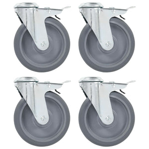 vidaXL Swivel Castor Wheels with Bolt Hole and Double Brakes 4 pcs. 125 mm
