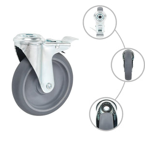 vidaXL Swivel Castor Wheels with Bolt Hole and Double Brakes 4 pcs. 125 mm