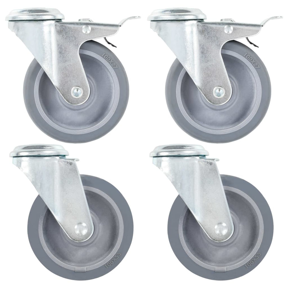 vidaXL Swivel Casters with Bolt Hole 4 pcs. 100 mm