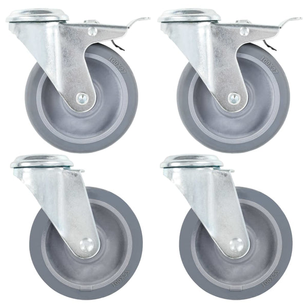 vidaXL Swivel Casters with Bolt Hole 4 pcs. 100 mm