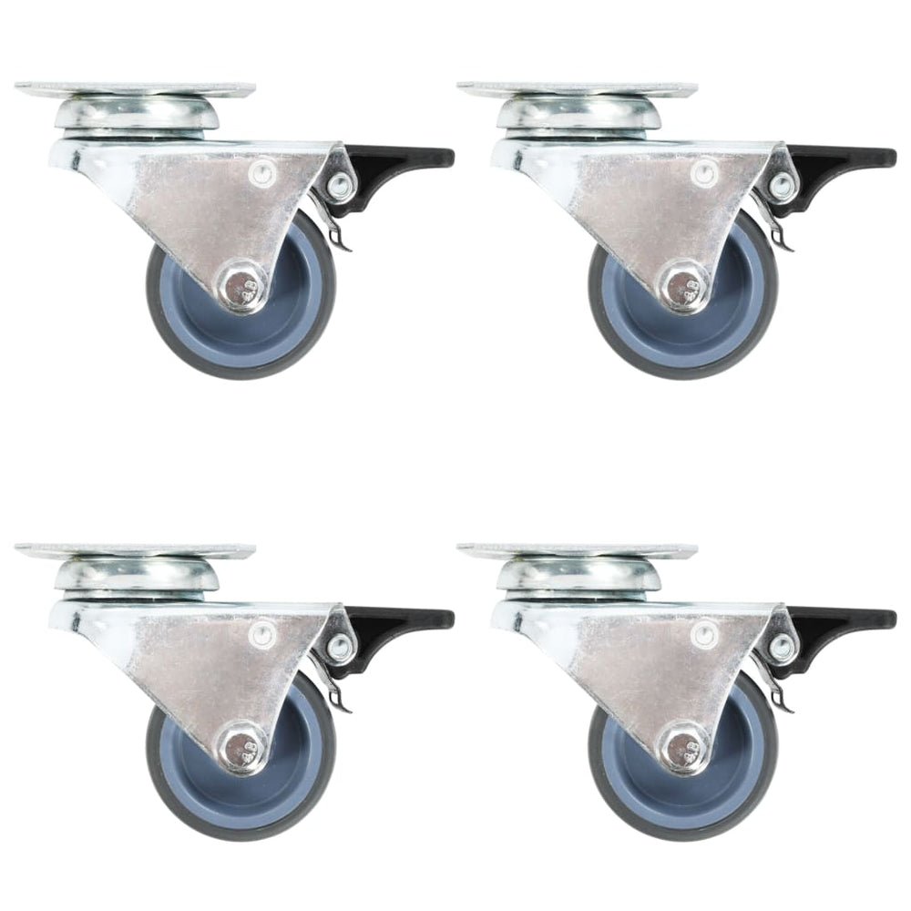 vidaXL Twin Wheel Swivel Casters with Double Brakes 4 pcs 50 mm