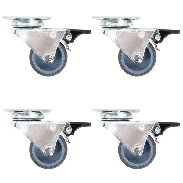 vidaXL Twin Wheel Swivel Casters with Double Brakes 4 pcs 50 mm