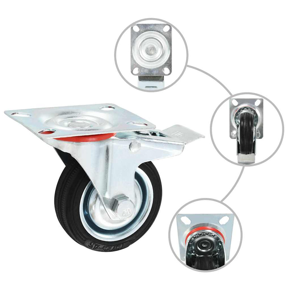 vidaXL Swivel Casters with Double Brakes 4 pcs 75 mm